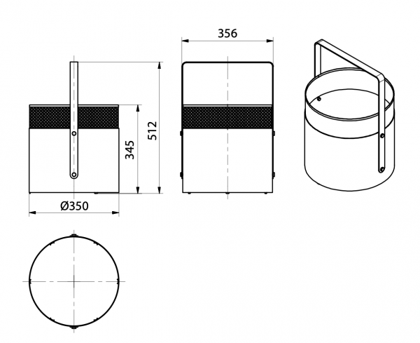Okrúhly drevený kôš s rukoväťou AERO HOLD 1