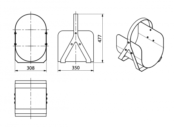 Okrúhly drevený kôš s rukoväťou AERO HOLD 3